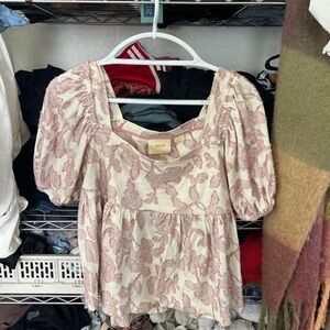 Anthropologie Maeve Blush and Cream Blouse